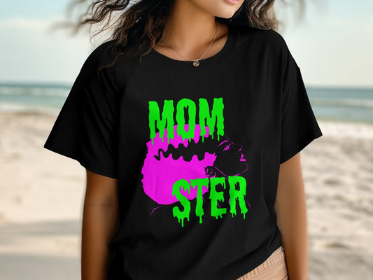 MOMSTER Bride Of Frankenstein Halloween Short Sleeve Tee