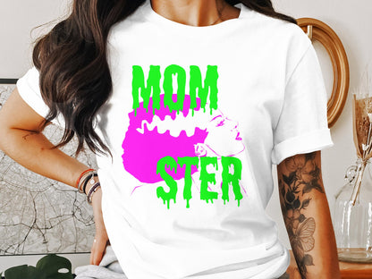 MOMSTER Bride Of Frankenstein Halloween Short Sleeve Tee