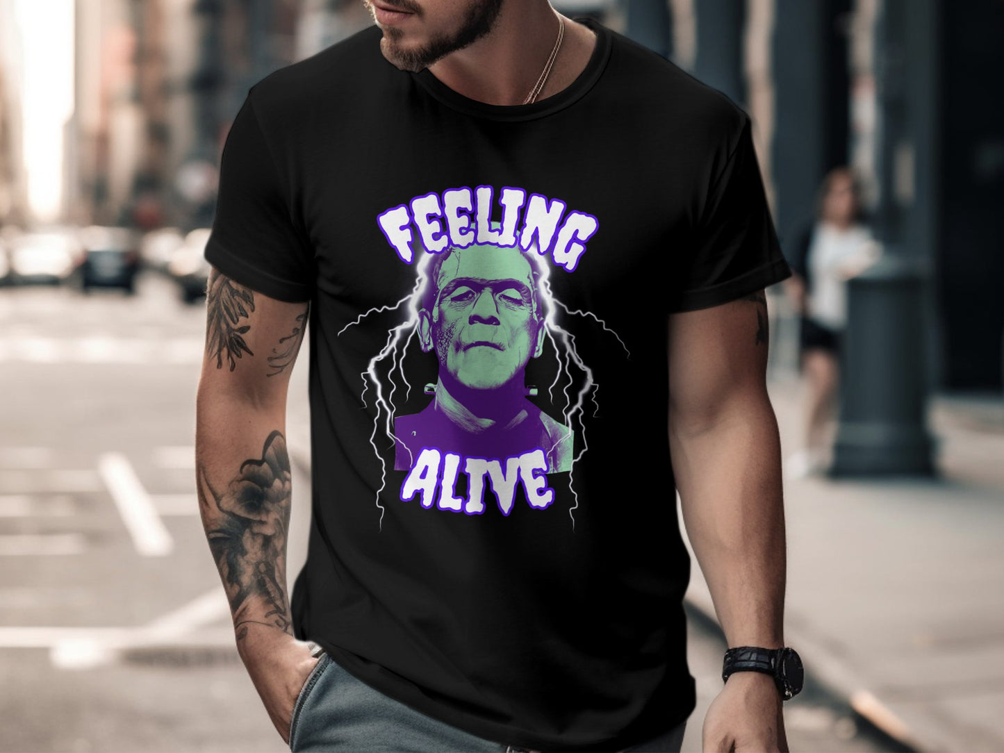 Feeling Alive Frankenstein's Monster Halloween Short Sleeve Tee