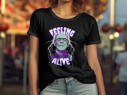 Feeling Alive Frankenstein's Monster Halloween Short Sleeve Tee