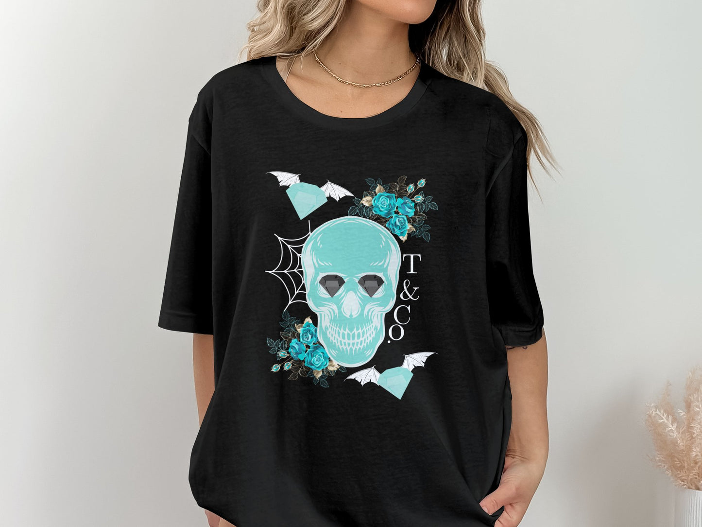 T & Co. Spooky Diamond Bat Skull Tee