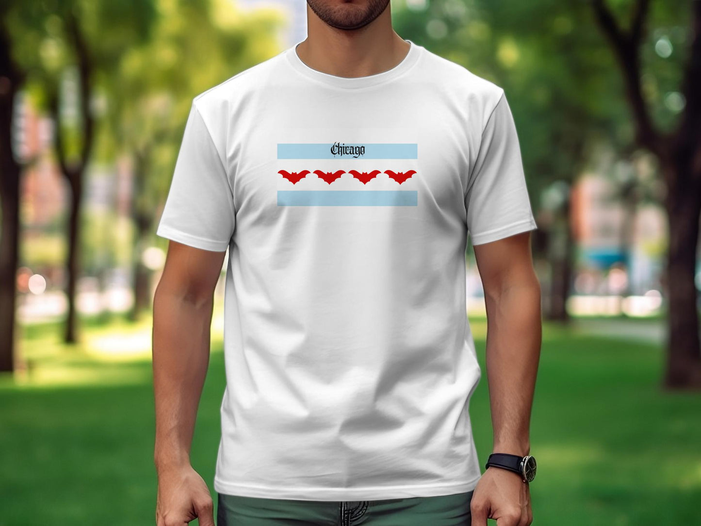 Bats Over Chicago Heavy Cotton Tee