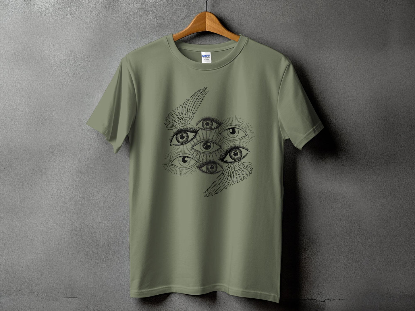 Ethereal Visions: Winged Eyes Ensemble Dark Angel Tee