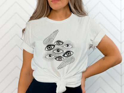 Ethereal Visions: Winged Eyes Ensemble Dark Angel Tee